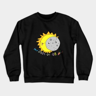 Total Solar Eclipse April 2024 Cute Moon & Sun Crewneck Sweatshirt